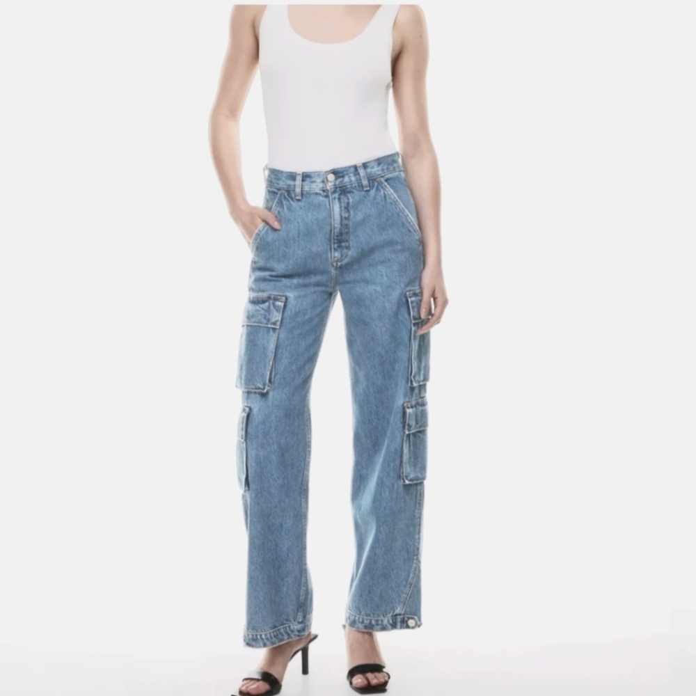 NWT Aritzia DENIM FORUM The 90s Millie Hi-Rise Cargo Jeans Size 24w